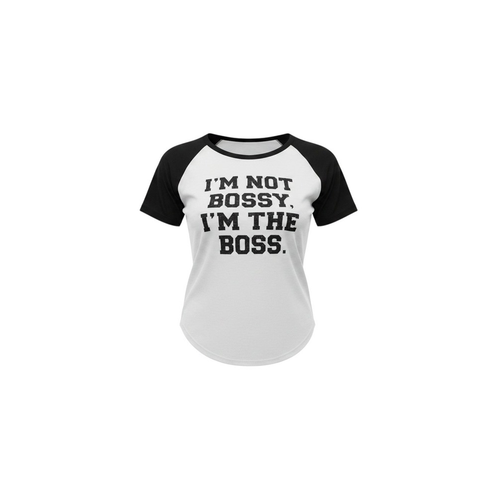 rue21 Graphic Tee Womens M White New Raglan I'm The Boss Baseball Shirt